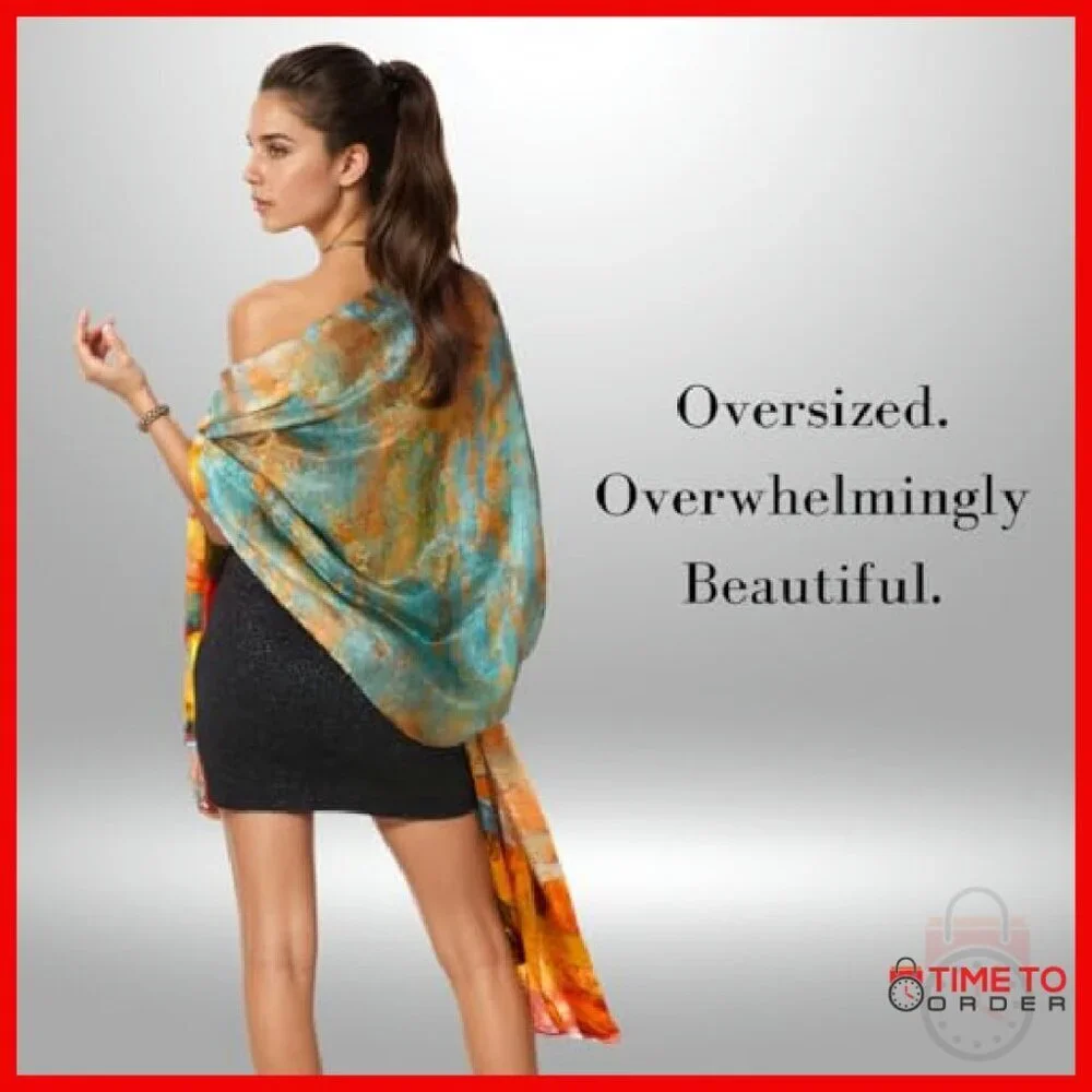 Oversized 100% Mulberry Silk Shawl Wrap Scarf Winter Travel